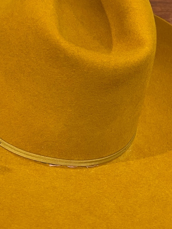 READ Vtg Resistol Western Self Conforming Felt Cowboy Hat Mustard Yellow 7 1/4 main image 6